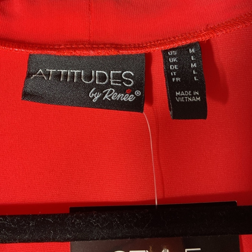 Attitudes by Renee Como Jersey Fringe Jacket Cardigan Topper Tomato Red M New - Picture 8 of 14